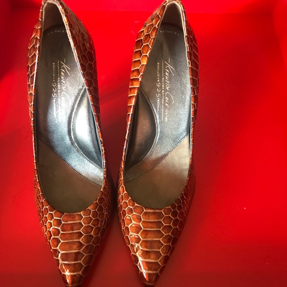 Brown Crocodile Textured Heels